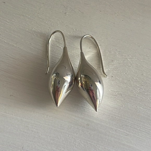 Michael Dawkins 925 Sterling Sculptural Teardrop Drop Earrings - Picture 2 of 6